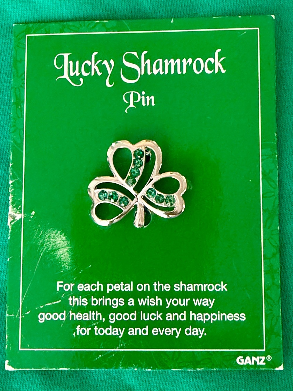 Vintage GANZ Silver-Tone Shamrock Pin